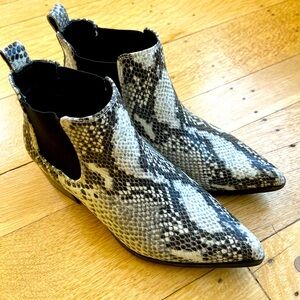 Stylish waterproof snakeskin booties
